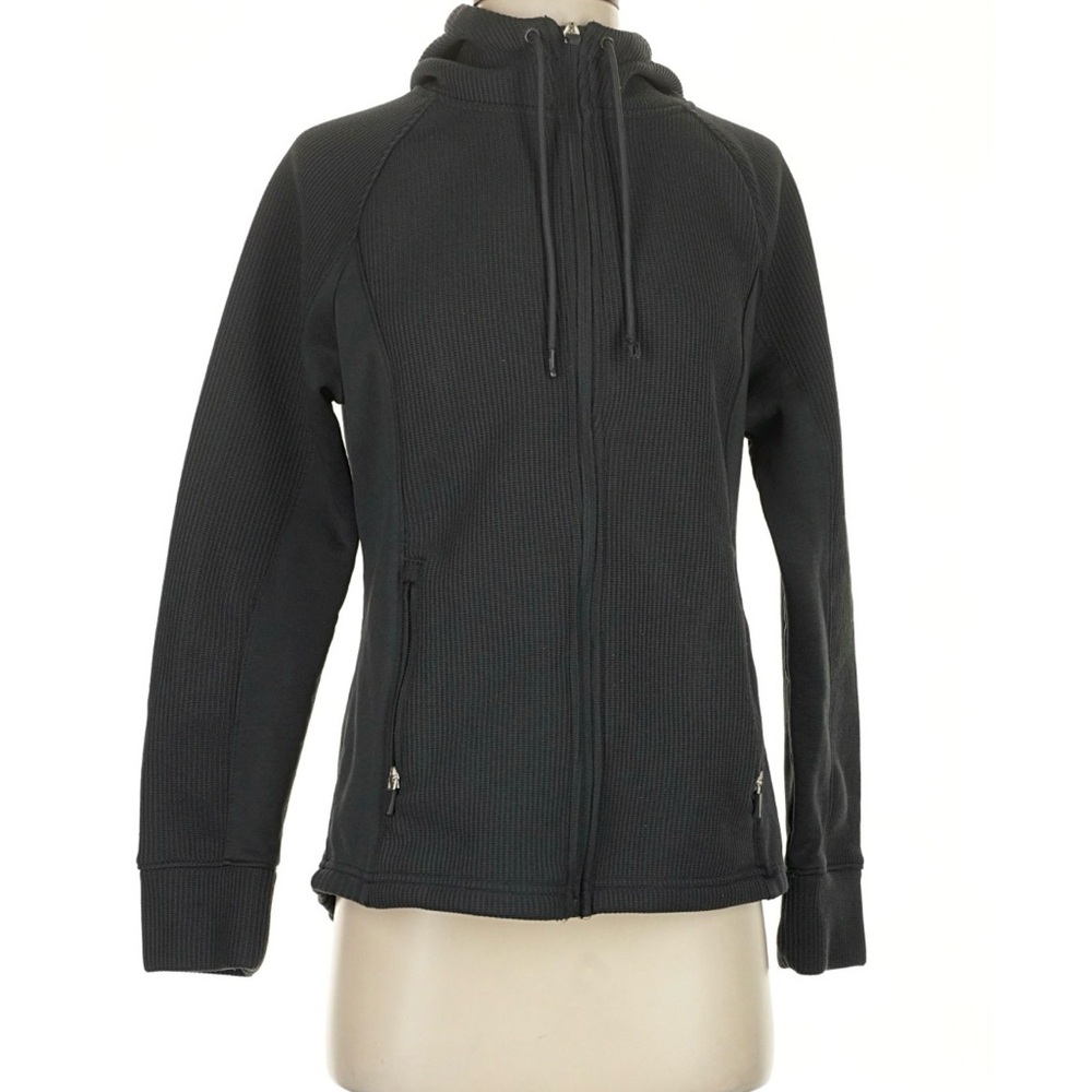 SwissTech Women's Black Hooded Full Zip Activewear Jacket with Pockets